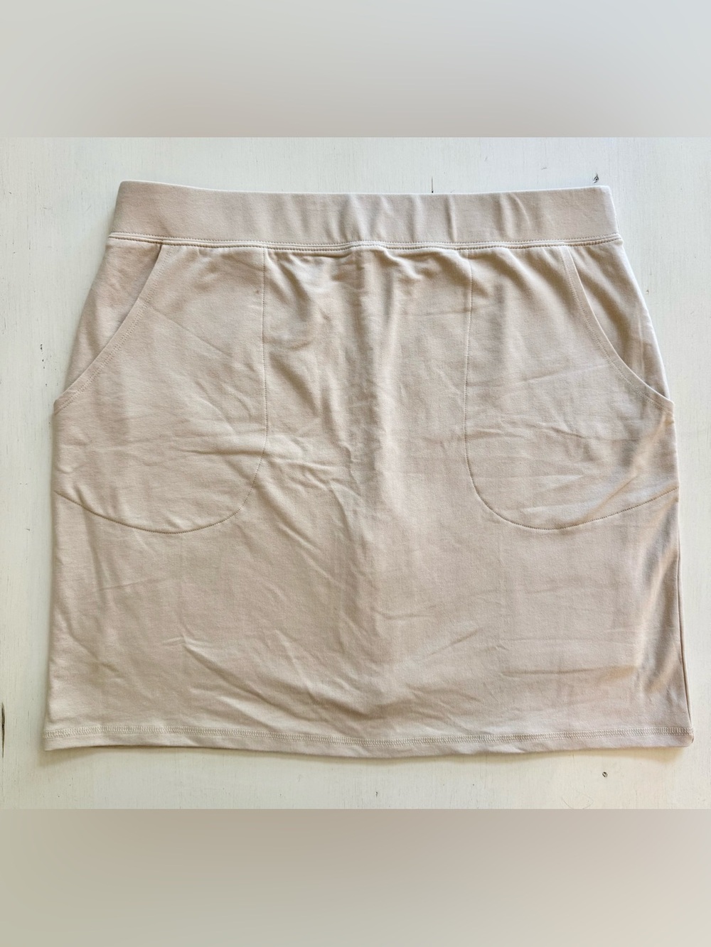 Belle Kim Gravel Everyday Stretch Pocket Skort - Light Beige - Tall Large NEW